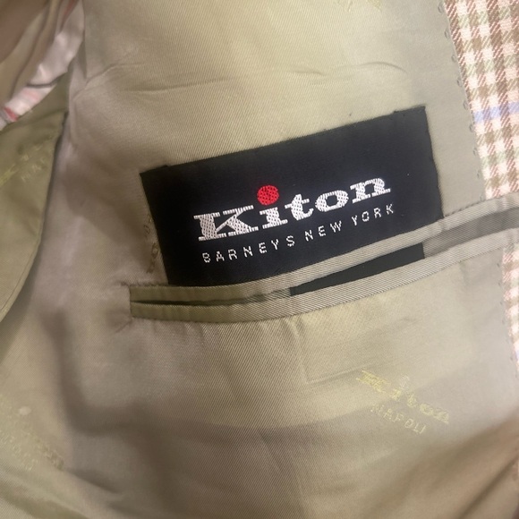 Men's Kiton tan and light blue 100% cashmere blazer! Classic! 52, 7L (US 42) - Picture 7 of 14